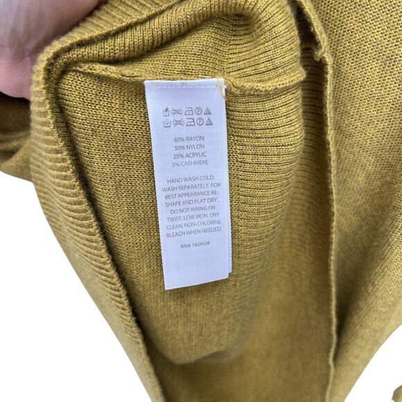 Rachel Zoe | Mustard Yellow Cashmere Blend Mock neck Sweater Ballon Sleeve XL - Picture 6 of 6